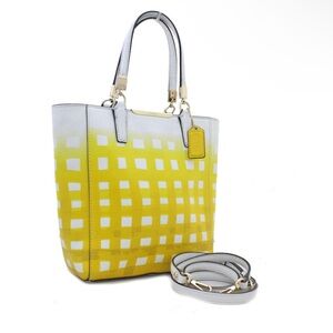 COACH Madison East/West Tote in Gingham Saffiano Leather